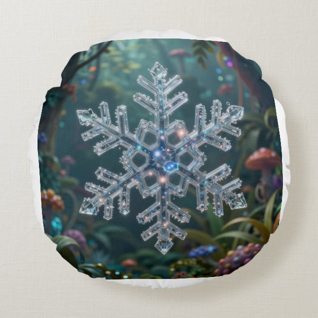 Almofada Redonda Winter magic found in the most unexpected places.  (Frente)