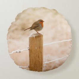 Almofada Redonda Winter Robin Redbreast