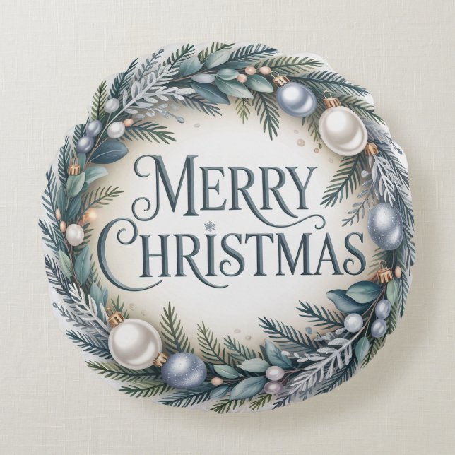 Almofada Redonda Winter Wreath Christmas (Frente)