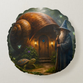 Almofada Redonda Wizard snail shell cottage fantasy round throw cus