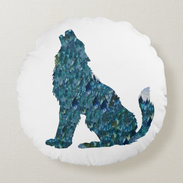 Almofada Redonda Wolf Art Cushion (Frente)