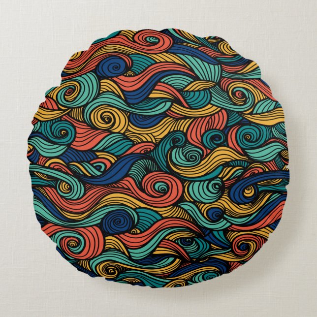 Almofada Redonda Wool Topped paisley (Frente)