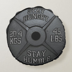 Almofada Redonda Workout - Fique Com Fome, Fique Humilde - Barbell
