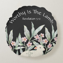 Almofada Redonda Worthy Is The Lamb Round Throw Pillow