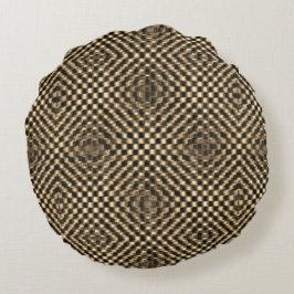 Almofada Redonda Xadrez bagunçado e castanho-noz sobre o outro