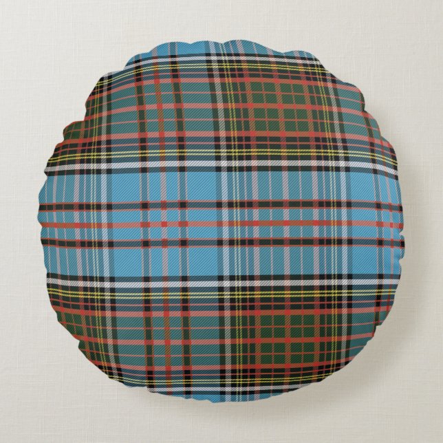 Almofada Redonda Xadrez Clan Anderson Rustic Check Tartan (Frente)