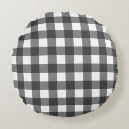 Almofada Redonda Xadrez de Buffalo Preto e Branco