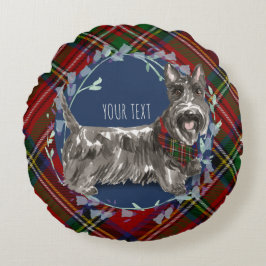 Almofada Redonda Xadrez Scottie Dog Red Stewart