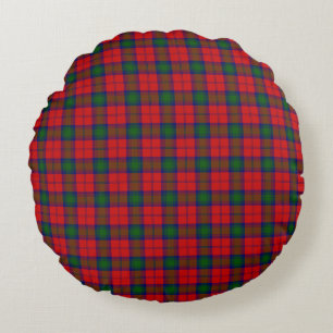 Almofada Redonda Xadrez verde-vermelha Lindsay tartan