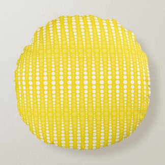 Almofada Redonda Yellow and White Polkadots Round Pillow