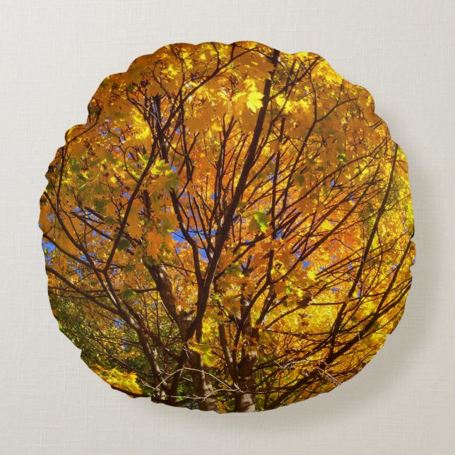 Almofada Redonda Yellow Fall Foliage (Frente)