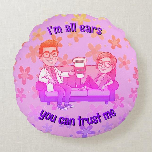 Almofada Redonda yellow Floral Pattern psychiatrist  (Frente)