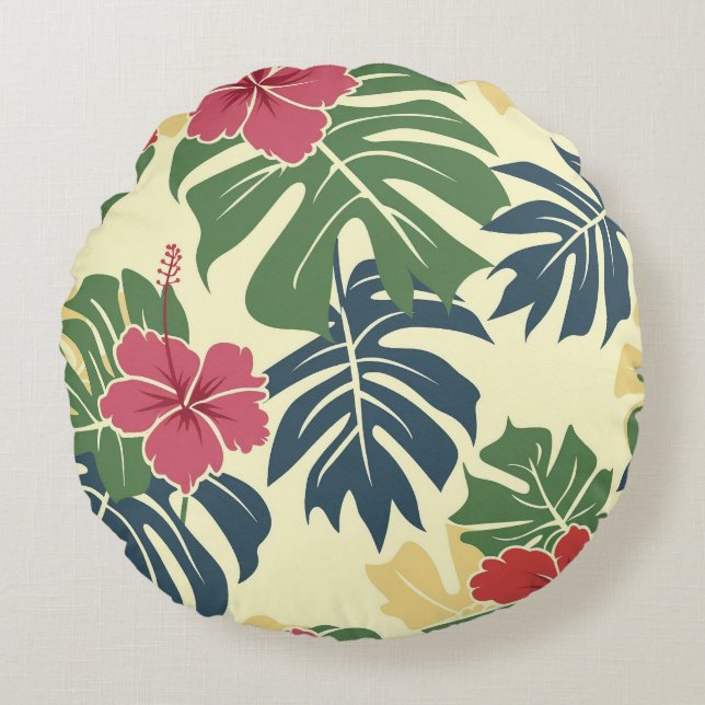Almofada Redonda Yellow Floral Tropical Round Pillow (Frente)