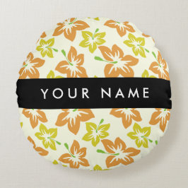 Almofada Redonda Yellow Hibiscus, Orange Hibiscus, Seu Nome