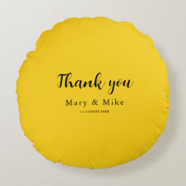 Almofada Redonda Yellow Round Pillow with Thank You Text
