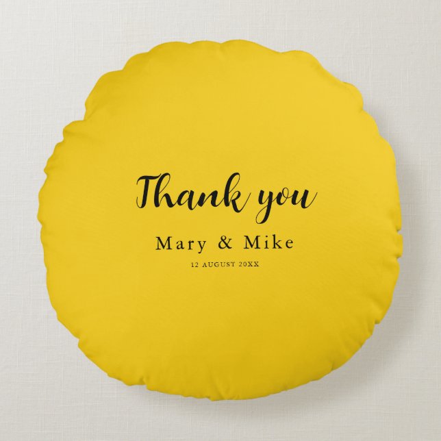 Almofada Redonda Yellow Round Pillow with Thank You Text (Frente)