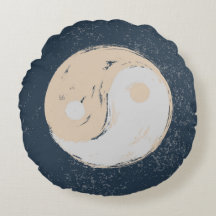 Yin Yang Black e Tan Round Travesseiro