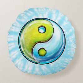 Almofada Redonda Yin-Yang Earth Tie-Dye