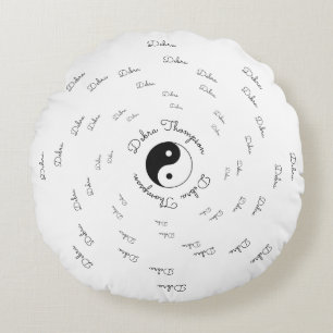 Almofada Redonda Yin Yang - nome personalizado circular