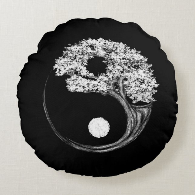 Almofada Redonda Yin Yang Tree (Frente)