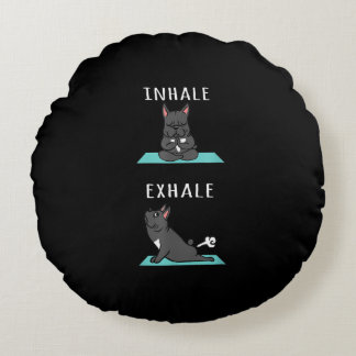 Almofada Redonda Yoga Inalar, cão-Grande Francês, Exalar Um Present