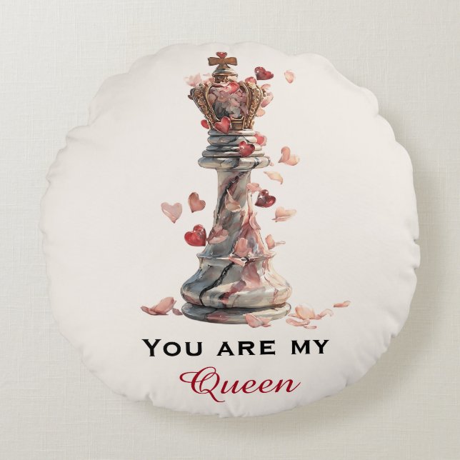 Almofada Redonda You Are My Queen Chess Valentine's Day (Frente)