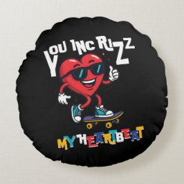 Almofada Redonda You Inc Rizz my Heartbeat - Cute skateboard heart