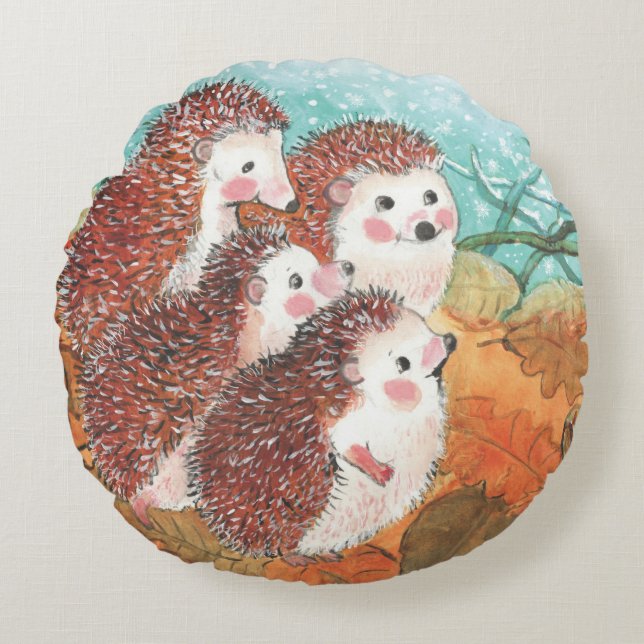 Almofada Redonda Young Hedgehogs Planner (Frente)