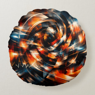 Almofada Redonda Zazzeled — Visão Abstrata de Movimento e Mente