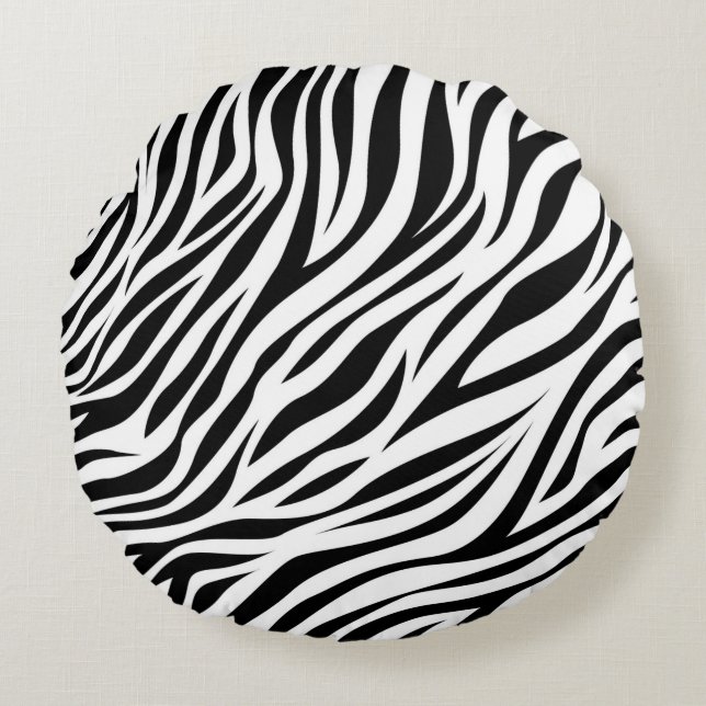 Almofada Redonda Zebra Animal Skin Impressão Pattern-15391 (Frente)