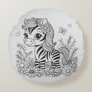 Almofada Redonda Zebra Caprichosa