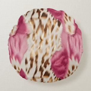 Almofada Redonda Zebra Dourada Rosa na moda