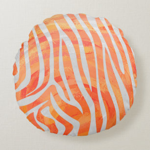 Almofada Redonda Zebra Orange e Impressão branca