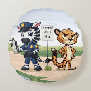 Almofada Redonda zebra policial e chita fofos