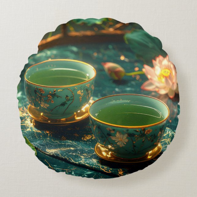 ALMOFADA REDONDA ZEN BUDDHISM - TEA CEREMONY (Frente)