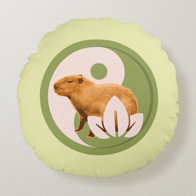 Almofada Redonda Zen Capybara Yin Yang (Frente)