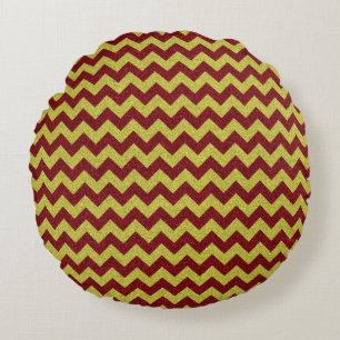 Almofada Redonda Zig Zag Vermelho e Dourado