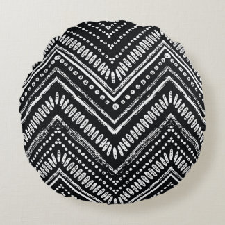 Almofada Redonda Zigzag Stripes: Étnica Desenhada À Mão