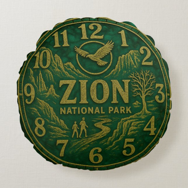 Almofada Redonda Zion National Park Canyon Hiking and Eagle Art (Frente)