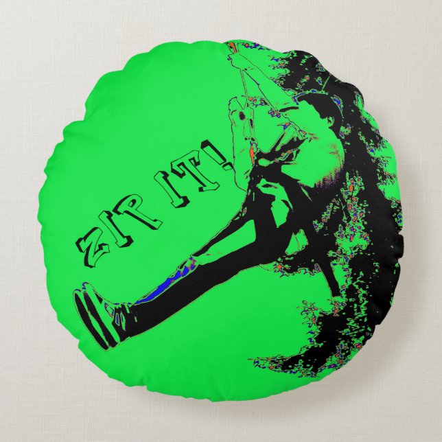 Almofada Redonda Zip! - Cavaleiro Zipline (Frente)