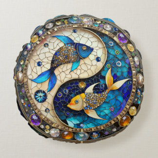 Almofada Redonda Zodiac - Peixes Fish Yin e Yang
