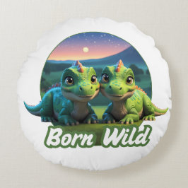 Almofada Redonda Zwei kleine Dinos - Born Wild