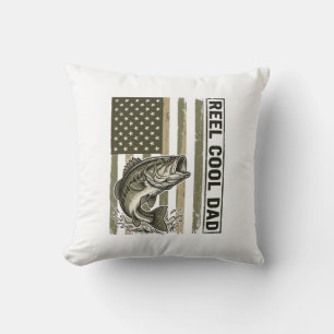 Almofada Reel Cool Dad Bass Fishing Flag Vector Design_1
