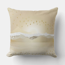 Almofada Reflexão Dourada Da Montanha Solar De Inverno Em Á