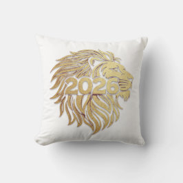 Almofada Regal Lion Head Emblem with 2026 and Gold Foil 