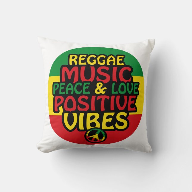 Almofada Reggae design com aspas positivas e sinalizador re (Frente)