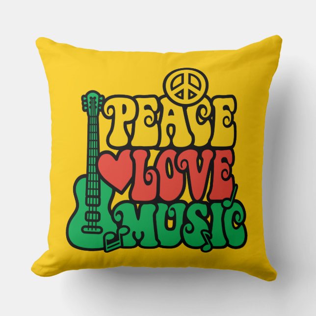 Almofada Reggae Peace Love Music (Frente)