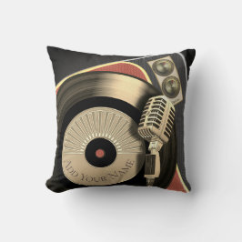 Almofada Registro retro do microfone e de vinil do vintage