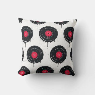 Almofada Registros de vinil derretidos, padrão artístico.
