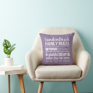 Almofada Regras da Família de Nomes Familiares e Data Estab